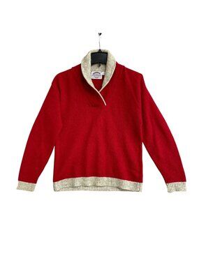 Cambridge Dry Goods Women’s M  Red Wool Shawl Collar Sweater  B0895